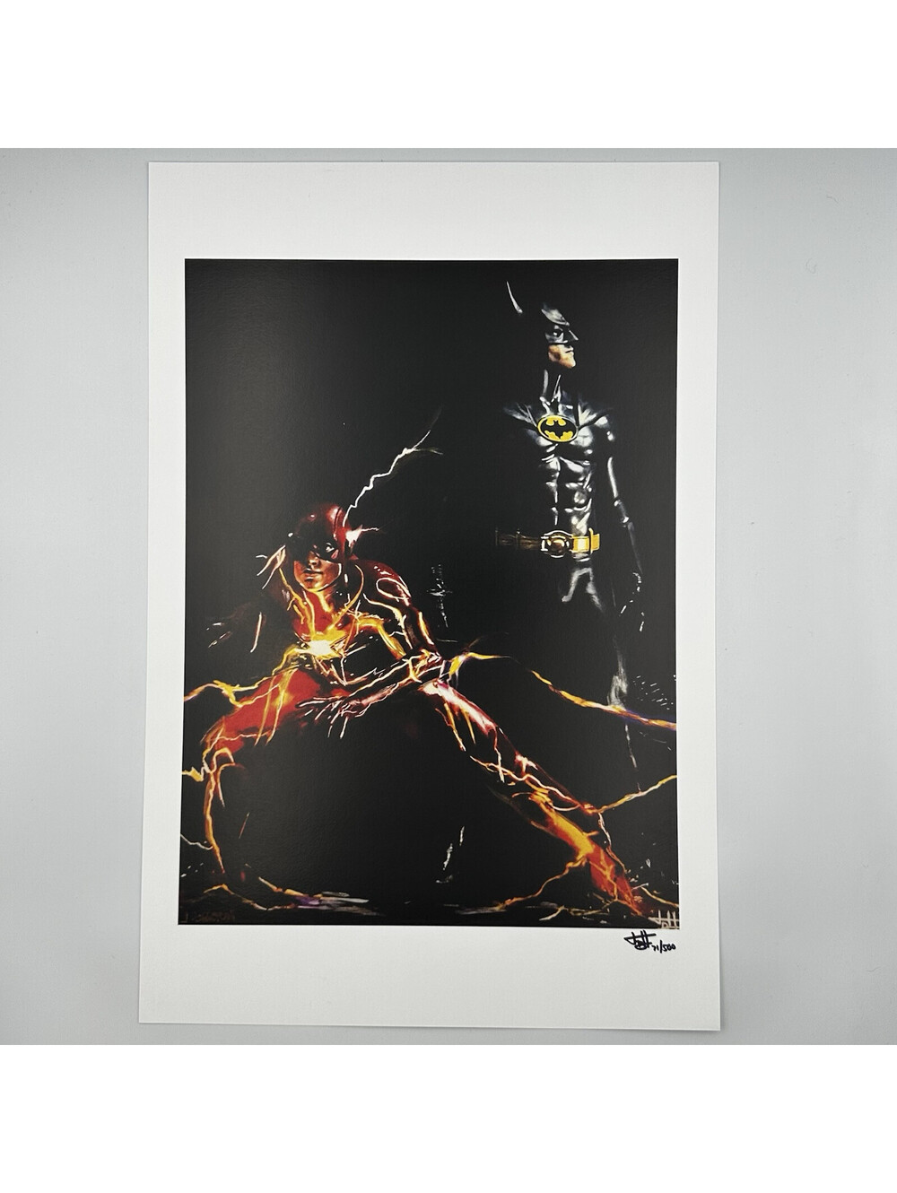 Batman & The Flash DC Comics 12x18 LE Lithograph by Joshua Barton Signed COA